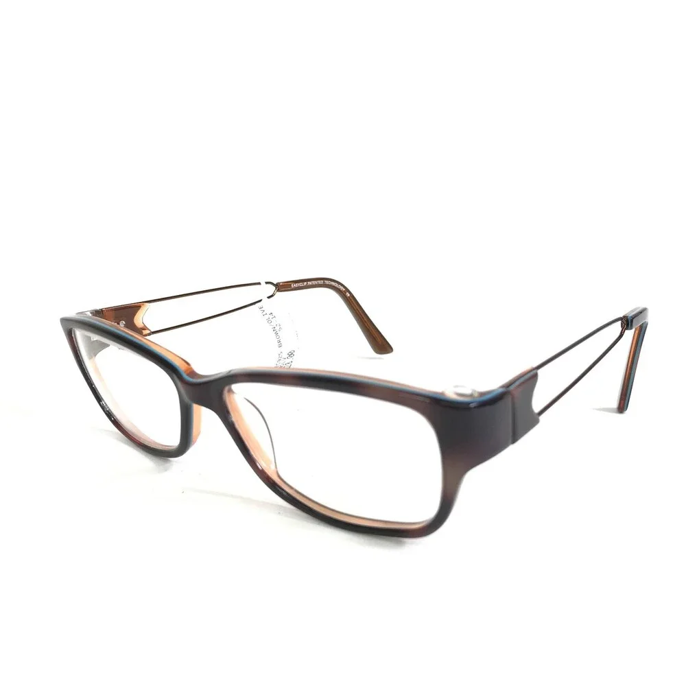 Easyclip Eyeglasses Frames WF EC925 BROWN/OLIVE Blue Frames with Clip On Lenses